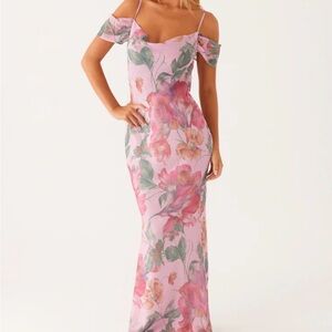 Peppermayo Pink Floral Seline Maxi Slip Dress